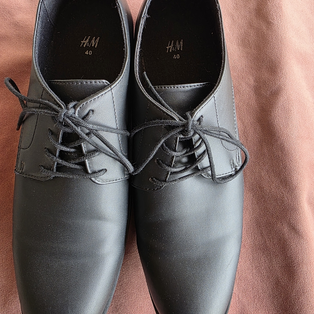 H&M Black Men's Lace-Up Derby Oxfords